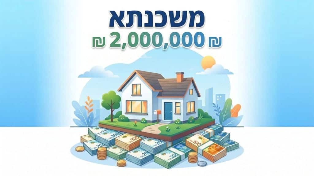 משכנתא שני מיליון שקלים בישראל - אילוסטרציה של בית על ערימות כסף לתכנון פיננסי נכון