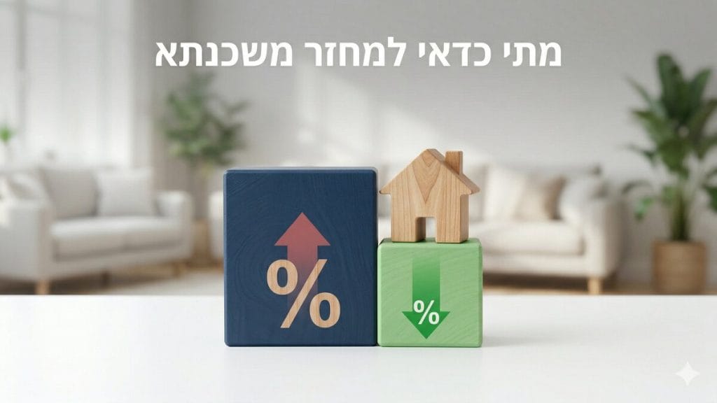 איור גרפי הממחיש את היתרונות הפיננסיים של מחזור משכנתא בשנת 2026, עם מחשבון המציג חסכון כספי פוטנציאלי ובית